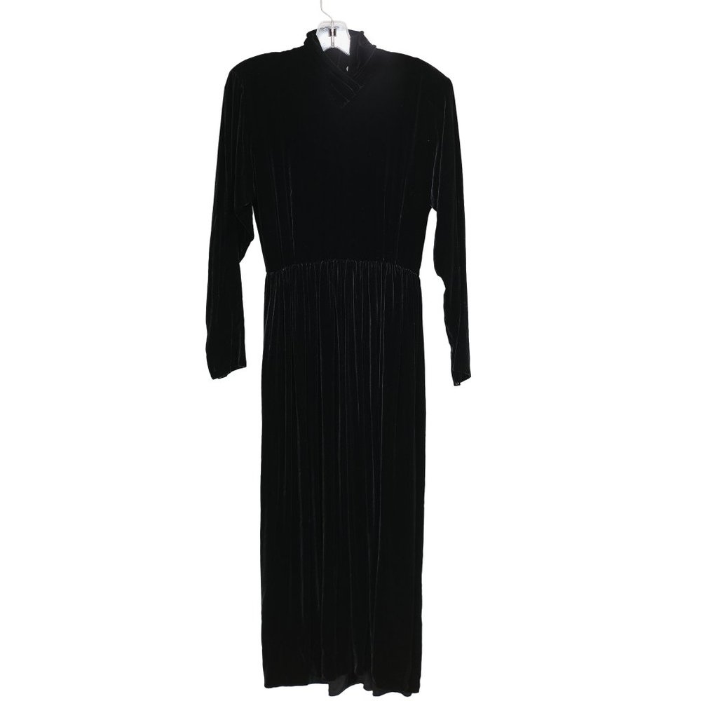 Vintage 1980's Calvin Klein Classics Black Silky Velvet Gown- Size 4